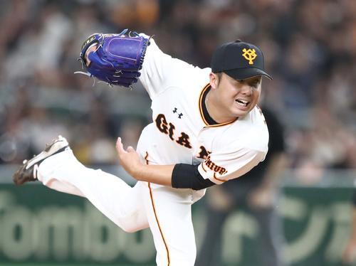 巨人対マリナーズ 巨人先発の今村(撮影・黒川智章)