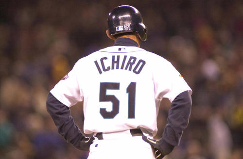 メジャーデビューを果たしたイチロー（01年4月2日撮影）