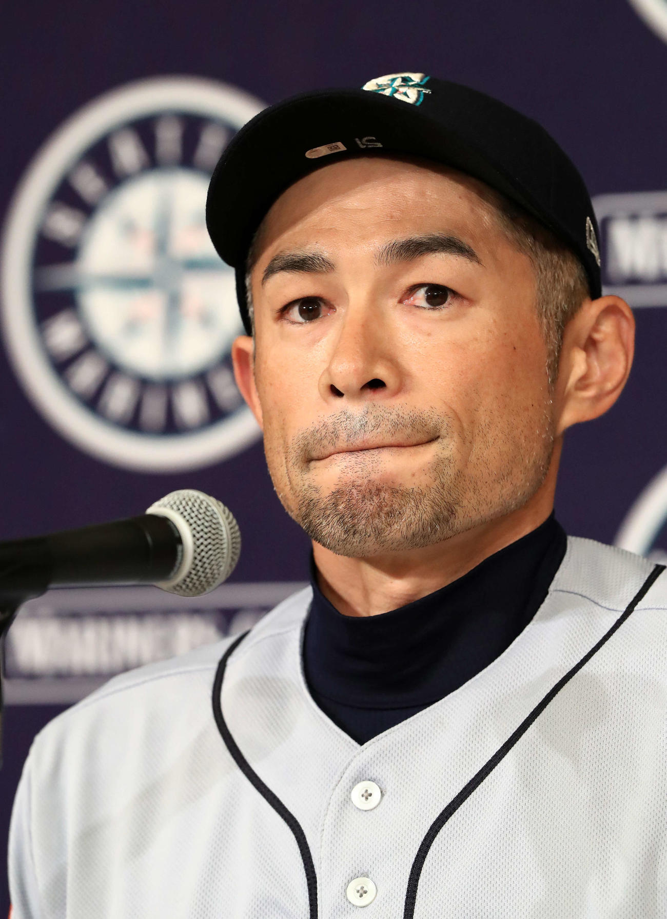 試合後に引退会見を行うマリナーズ・イチロー（撮影・江口和貴）