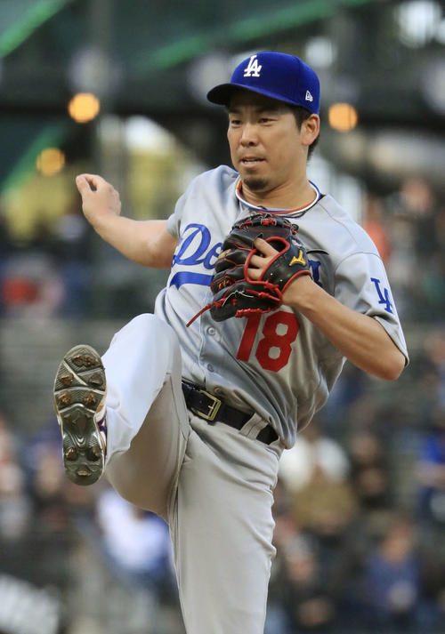 ジャイアンツ戦に先発したドジャース前田（共同）