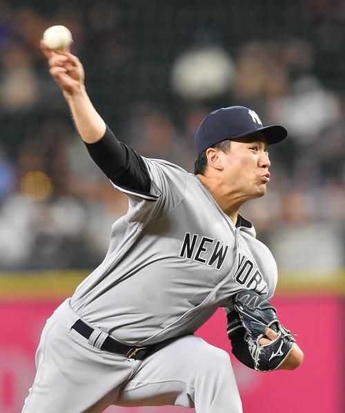 マリナーズ戦に先発し、7回を投げ3安打無失点で今季10勝目を挙げたヤンキース田中（撮影・菅敏）