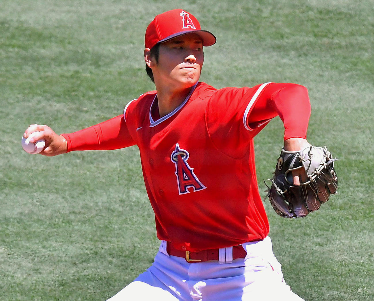 紅白戦に登板したエンゼルス・大谷（共同）