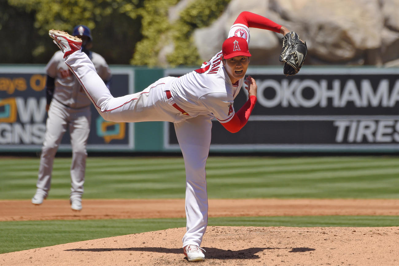 アストロズ戦に登板した大谷（AP）