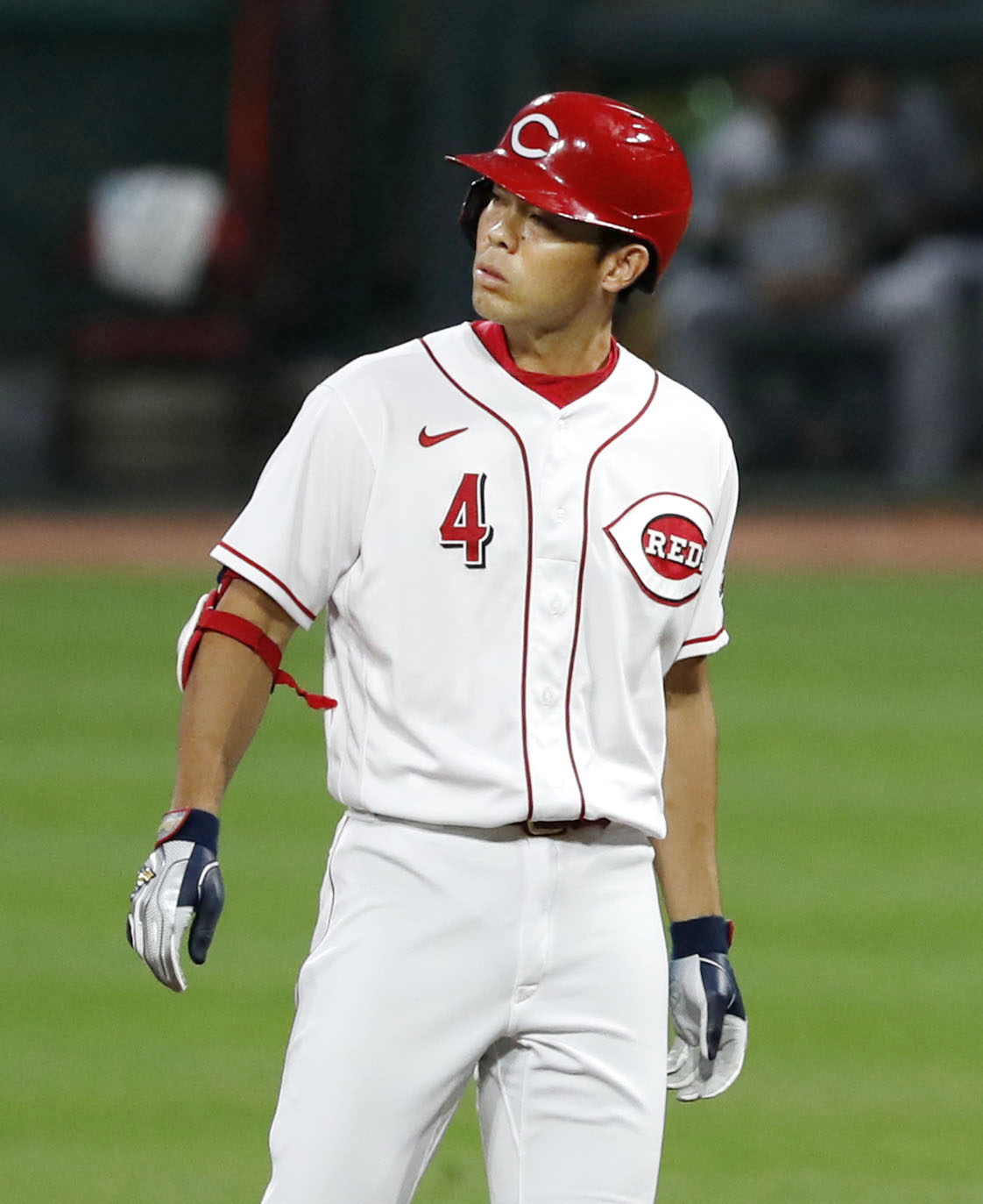 パイレーツ戦の5回、中飛に倒れたレッズ秋山（共同）