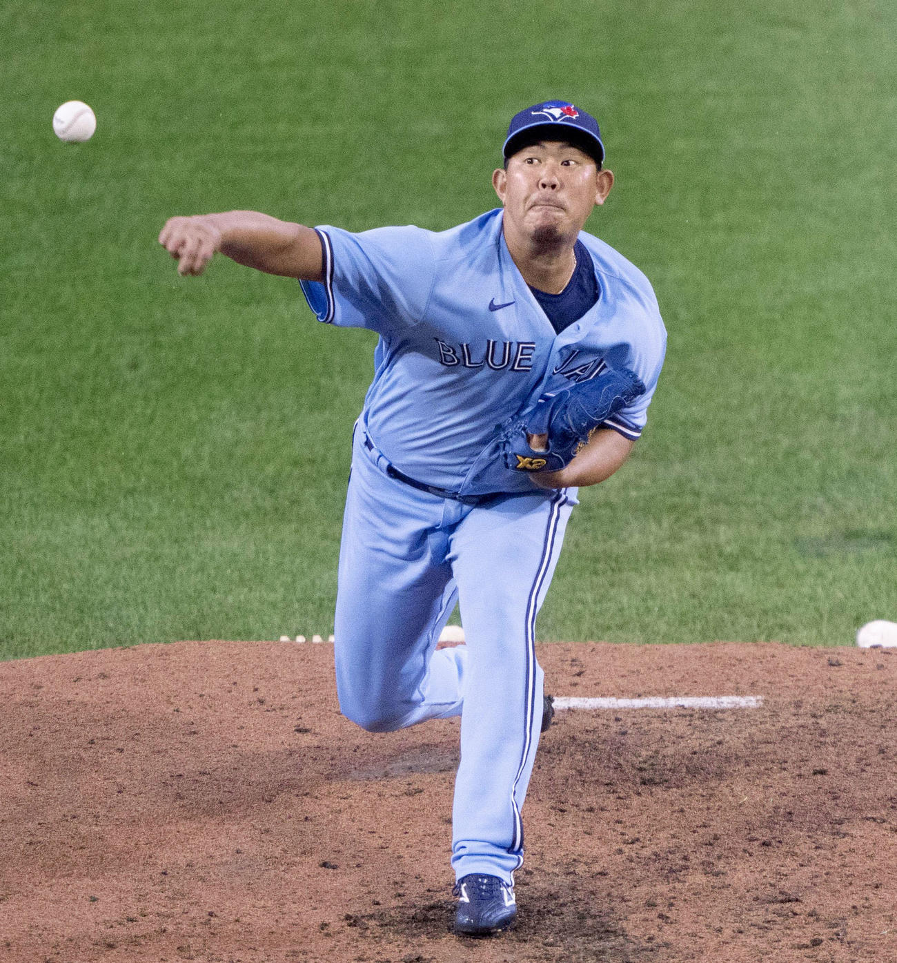 レッドソックス戦に2番手で登板し、4回1失点でメジャー初勝利を挙げたブルージェイズ・山口＝バファロー（USA　TODAY・ロイター＝共同）