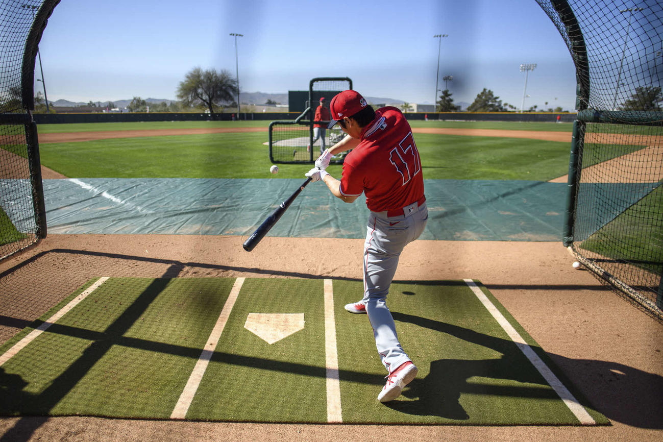 居残りの打撃練習で快音を響かせるエンゼルス大谷(Angels Baseball)