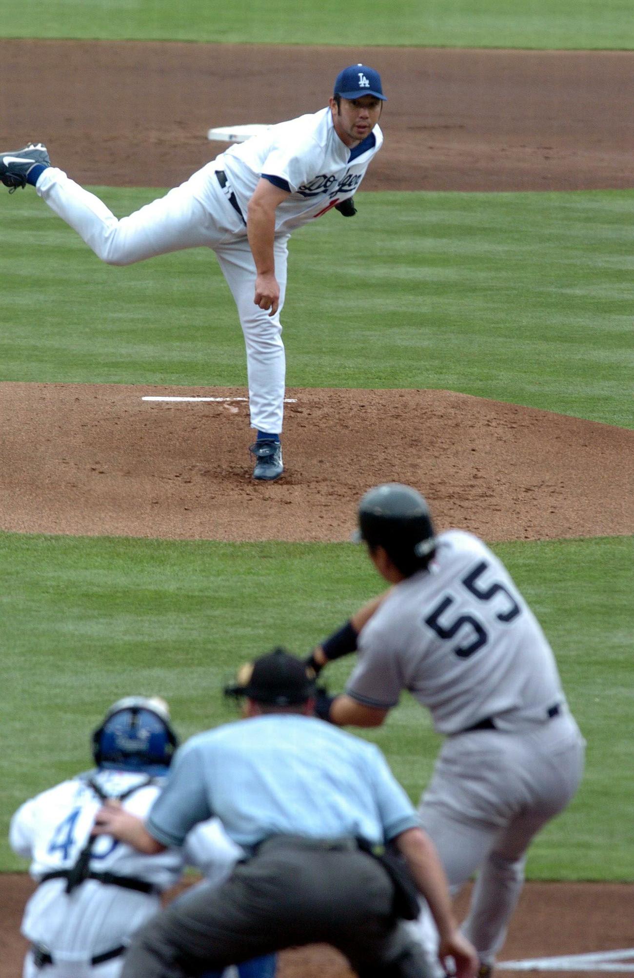 野茂英雄と初対決する松井秀喜（2004年6月19日撮影）