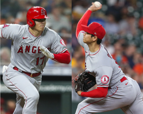 アストロズ戦に2番投手で出場した大谷翔平（ともにロイター）