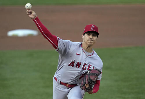 アスレチックス戦に先発したエンゼルス大谷（AP）