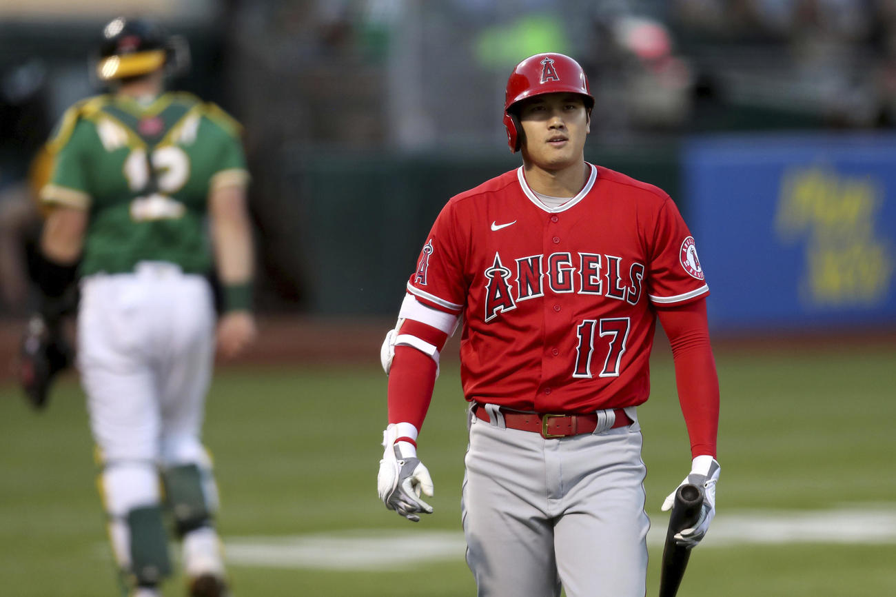 5回、三振に倒れた大谷（AP）