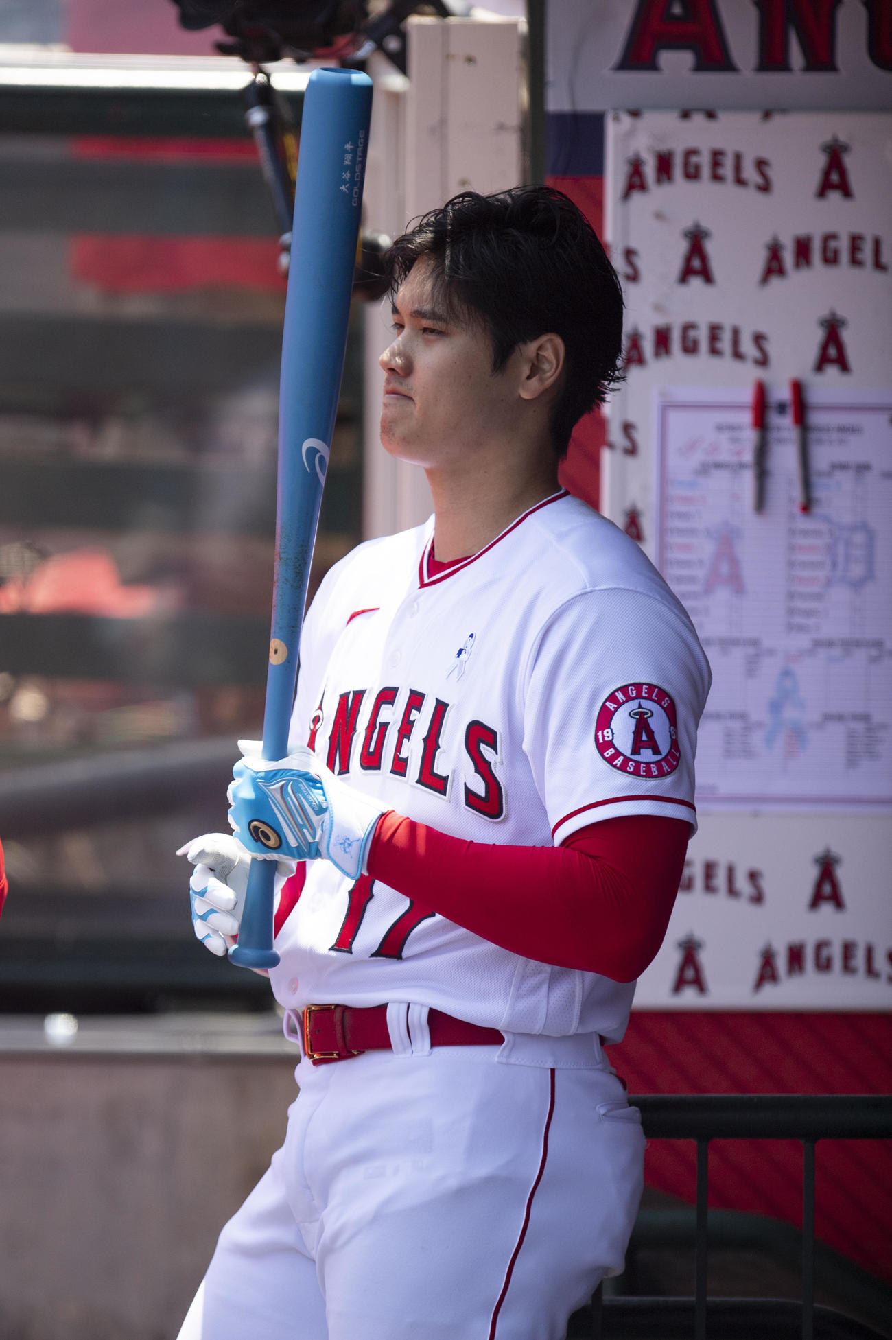 父の日で水色バットを使用した大谷（AP）