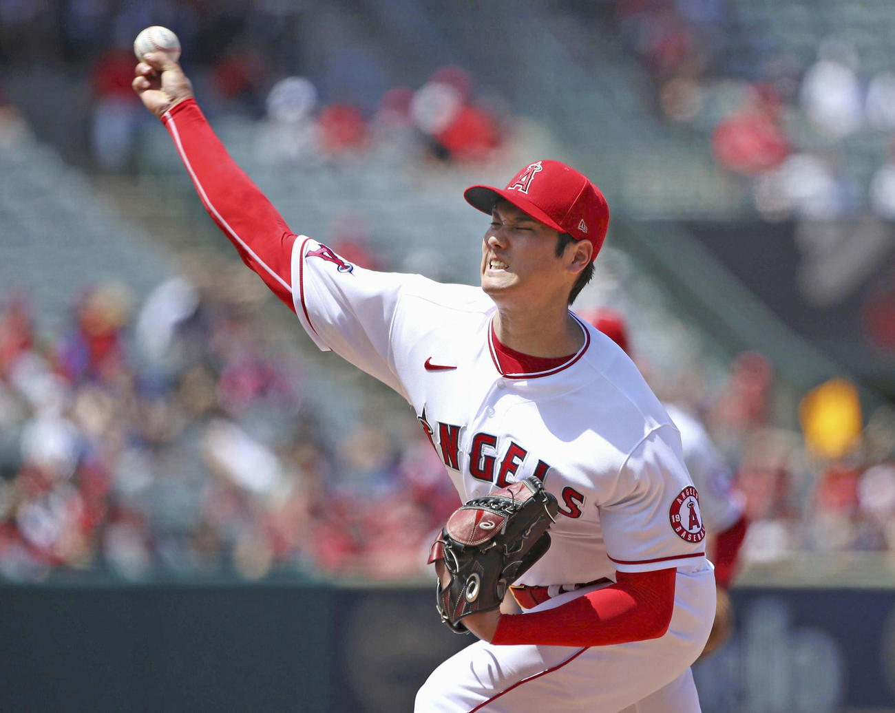 ジャイアンツ戦に先発し、6回1失点だったエンゼルス大谷。勝敗は付かなかった（ゲッティ＝共同）