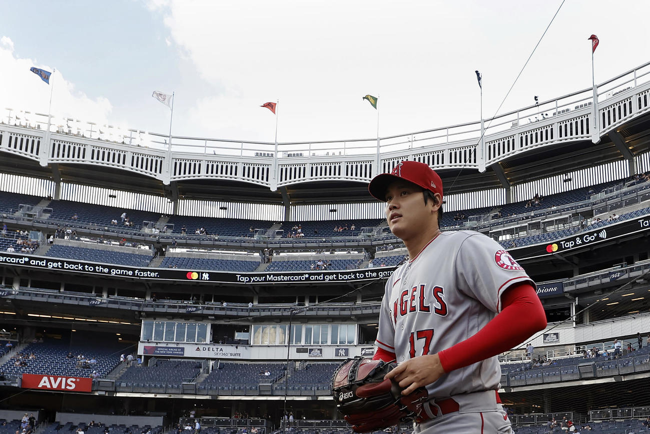 試合前の大谷（AP）