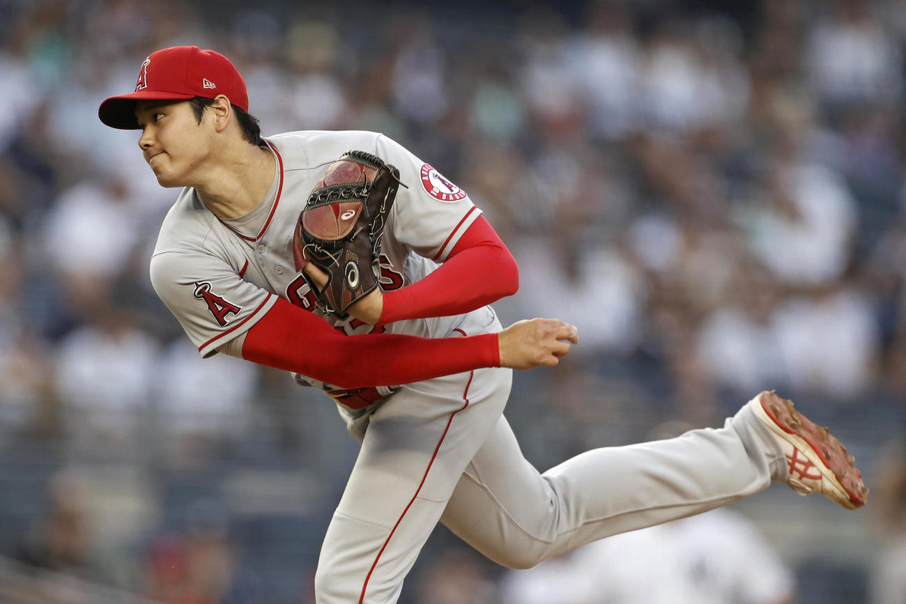ヤンキース戦に登板した大谷（AP）