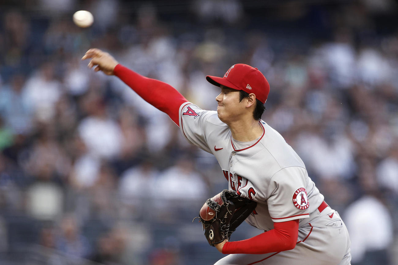 ヤンキース戦に登板した大谷（AP）