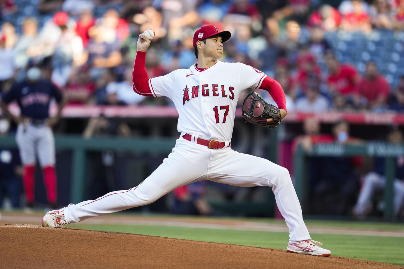 レッドソックス戦に先発した大谷（AP）