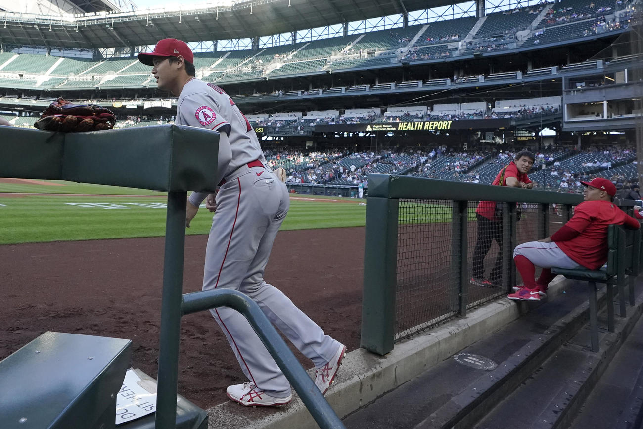 マリナーズ戦に出場した大谷（AP）