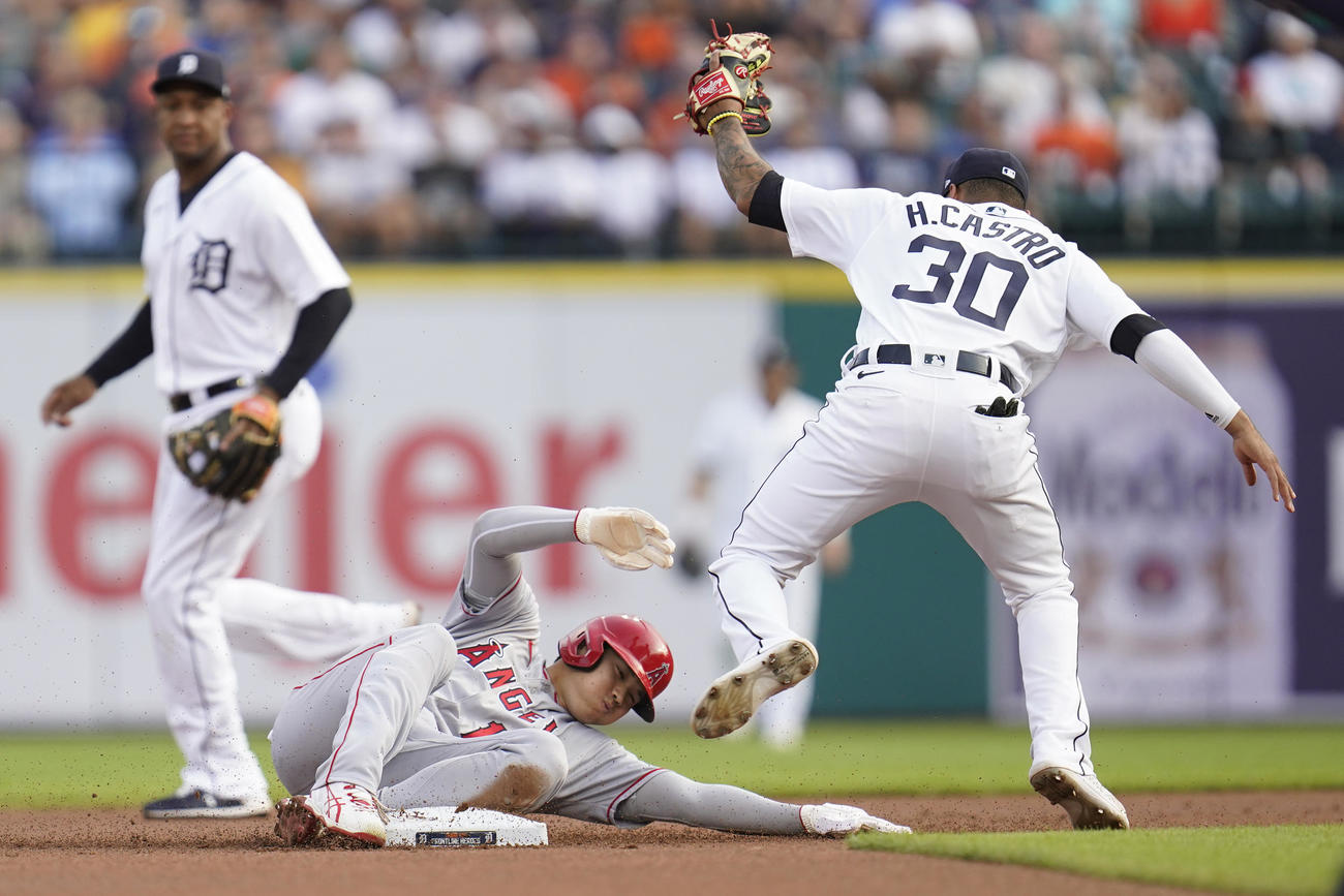 1回、二盗に成功したエンゼルス大谷翔平投手（AP）