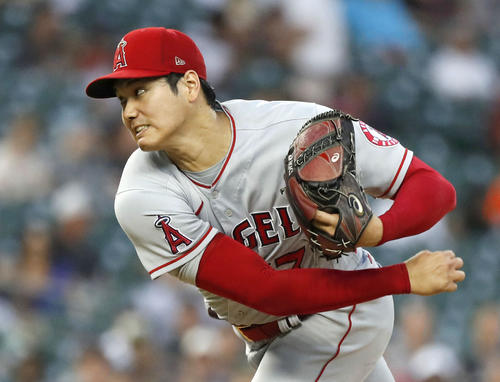 タイガース戦に先発登板したエンゼルス・大谷＝デトロイト（共同）