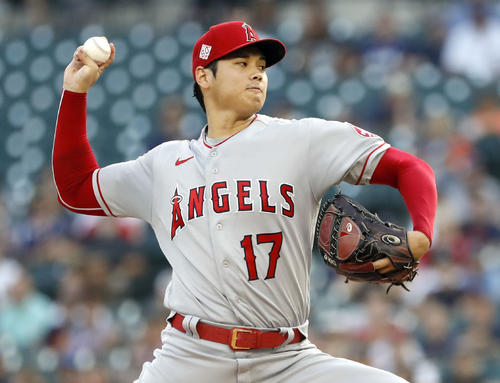 タイガース戦に先発登板したエンゼルス・大谷＝デトロイト（共同）