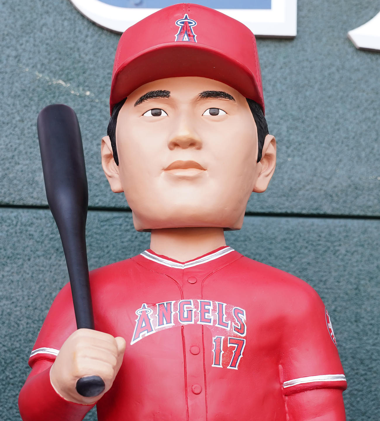 今季発売されるエンゼルス大谷の巨大ボブルヘッド（撮影・鈴木みどり）