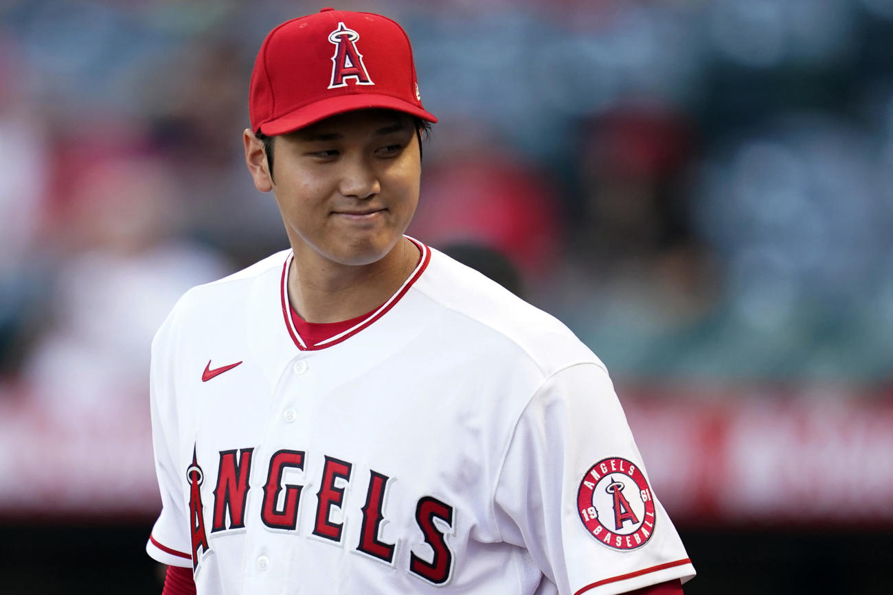 試合前の大谷翔平（AP）