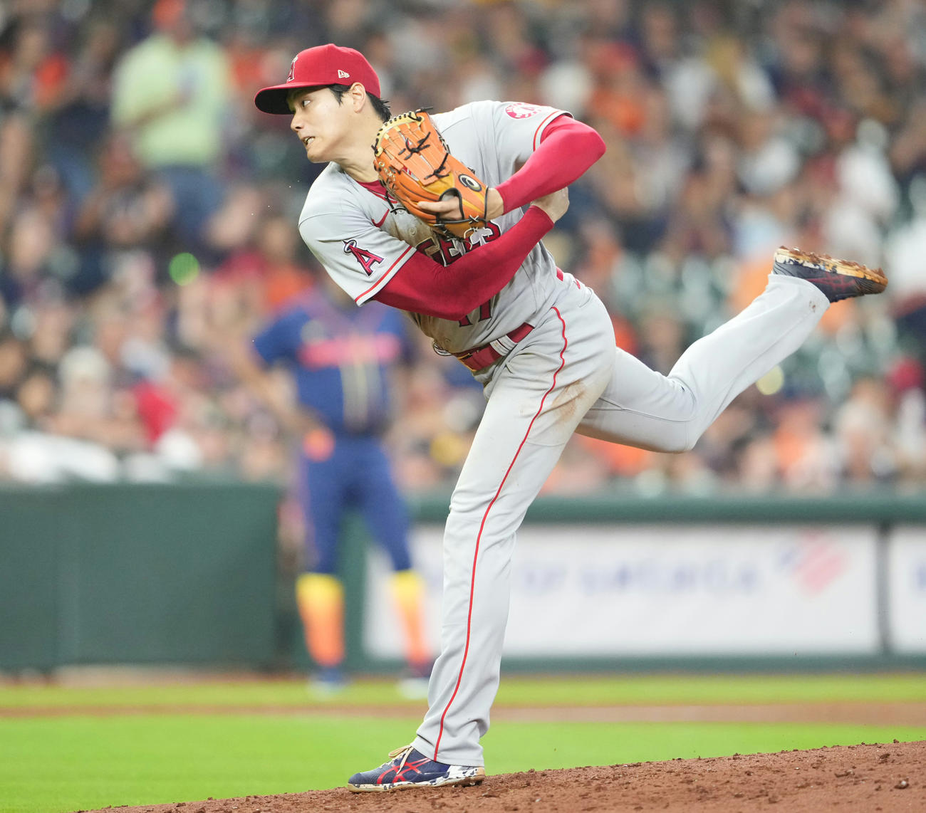 アストロズ対エンゼルス　先発し力投するエンゼルス大谷翔平（撮影・鈴木みどり）