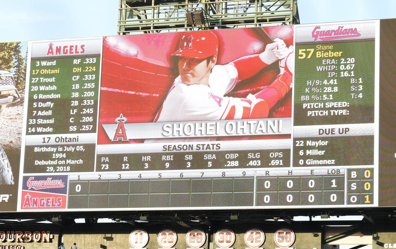 エンゼルス対ガーディアンズ　2番DHで出場するエンゼルス大谷（撮影・鈴木みどり）