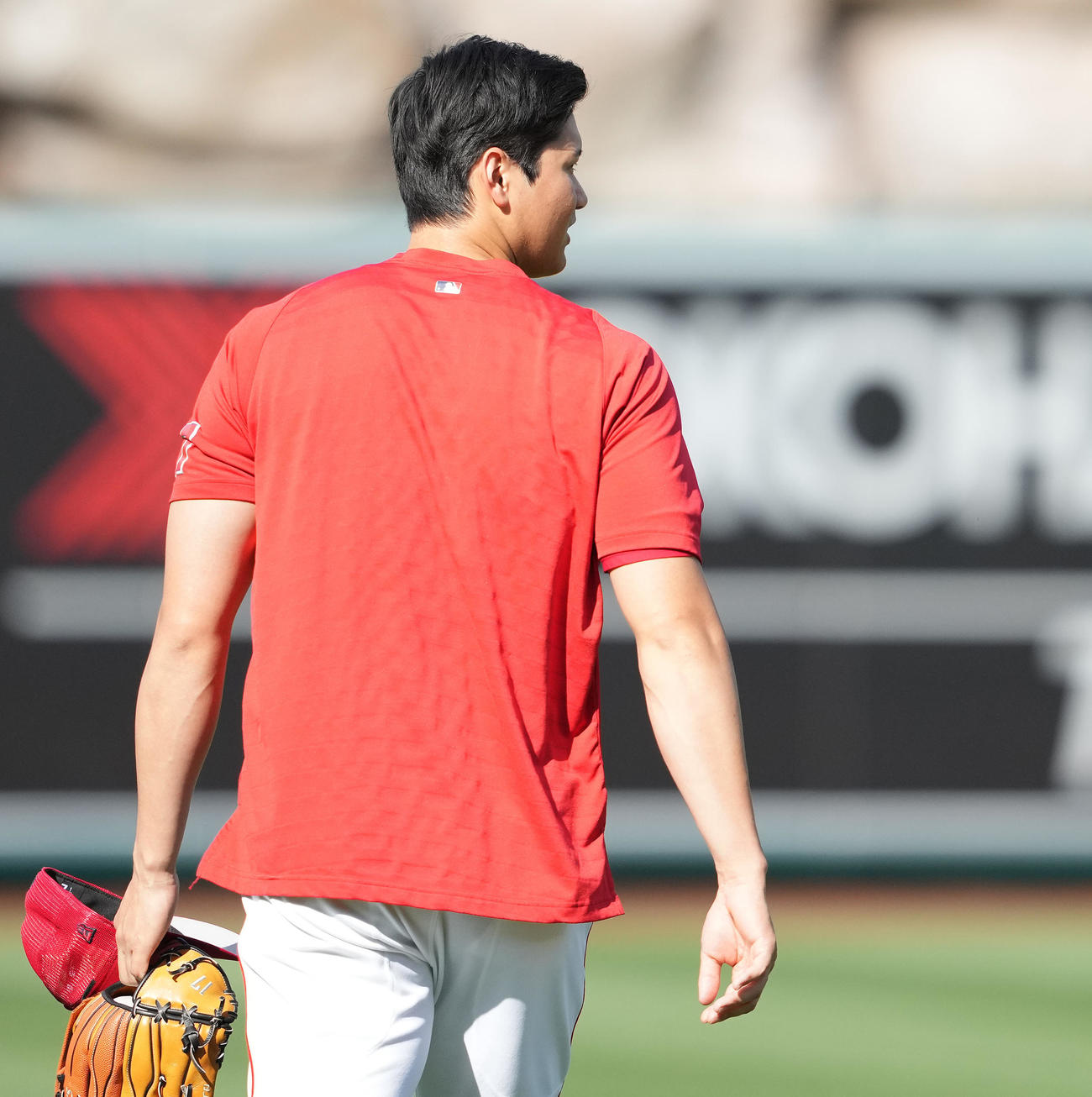 髪を切ってさっぱりしたエンゼルス大谷（撮影・鈴木みどり）