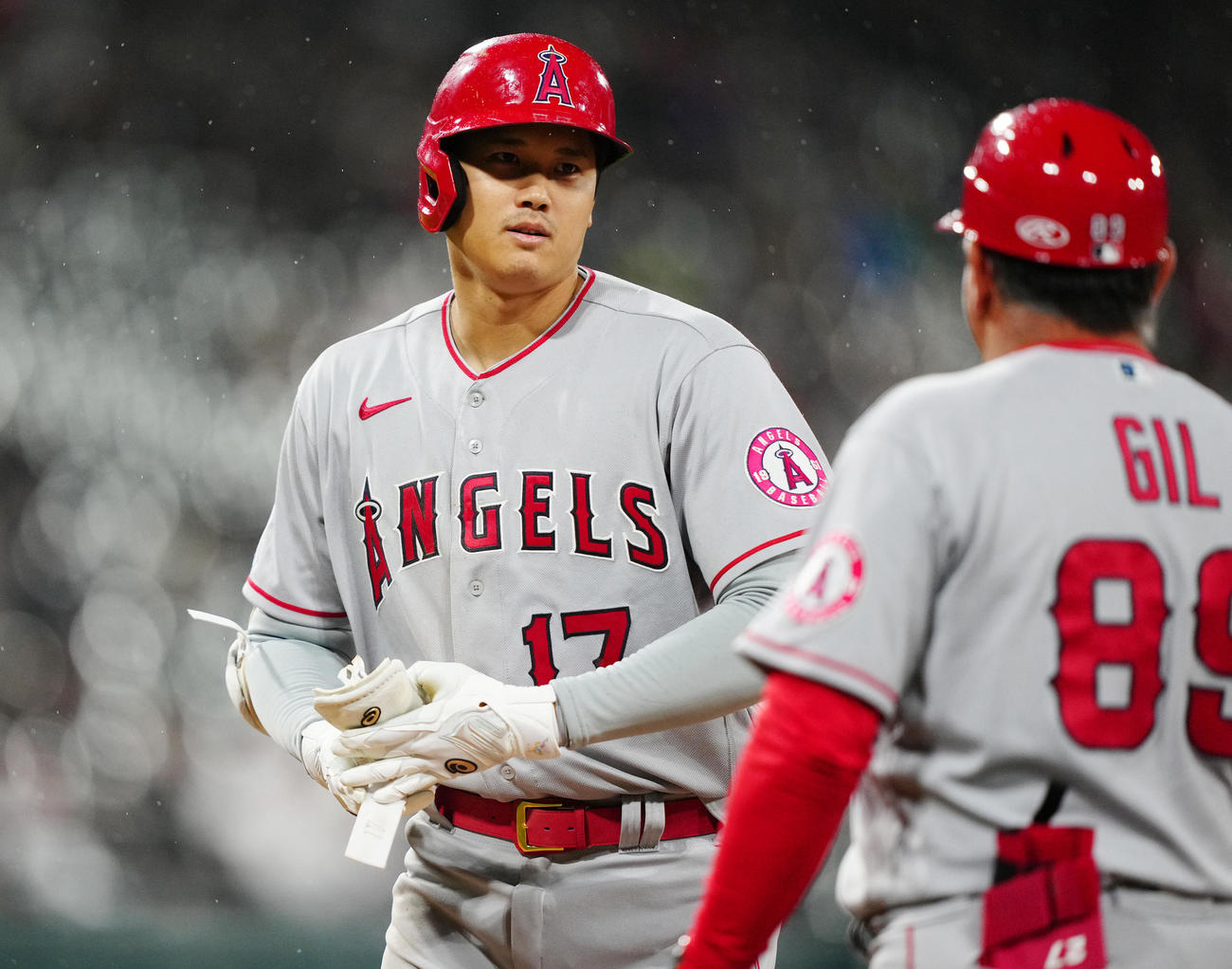 ホワイトソックス対エンゼルス　8回表エンゼルス1死、中前打を放った大谷（撮影・江口和貴）