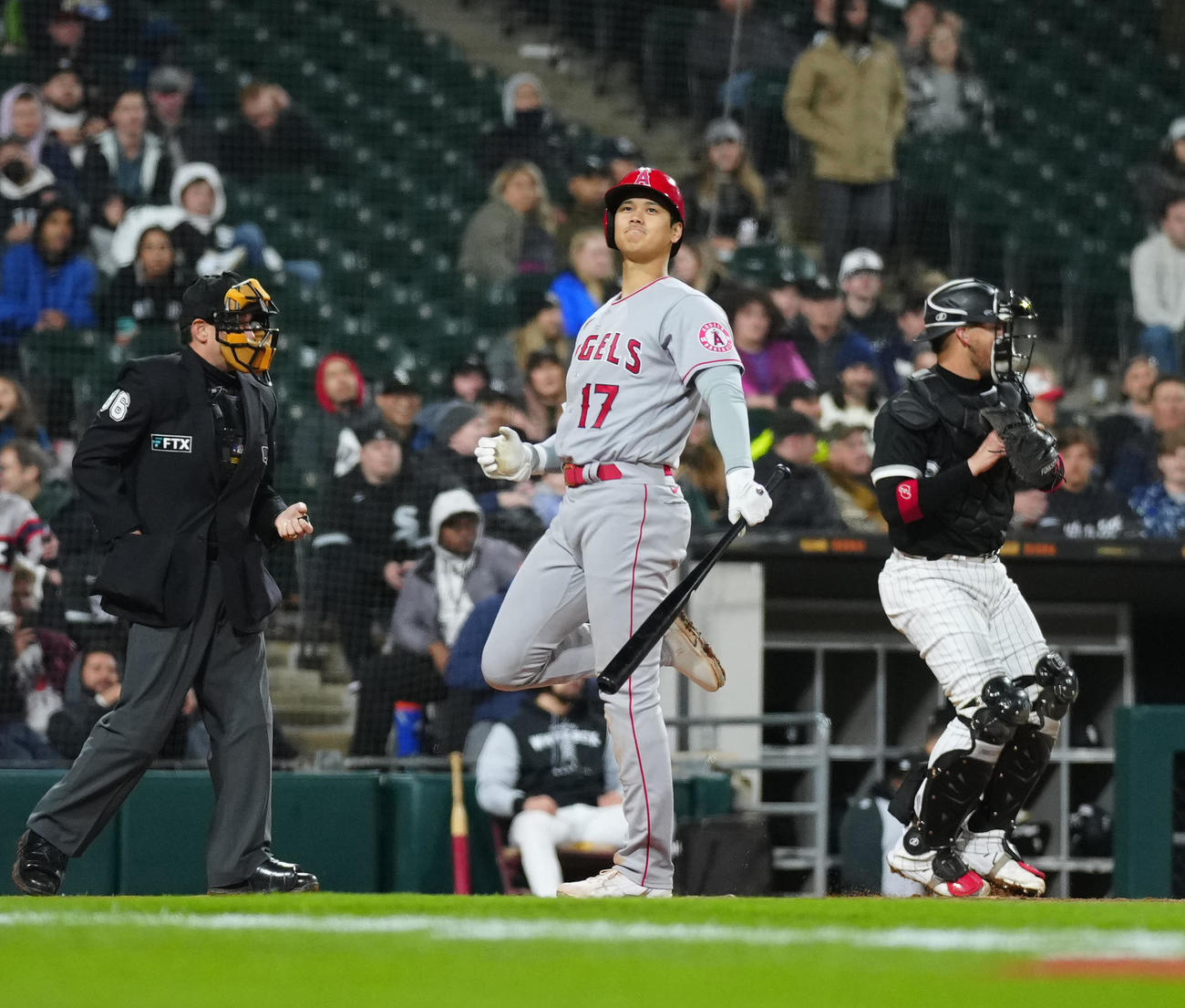 ホワイトソックス対エンゼルス　9回表エンゼルス2死一、二塁、見逃しの三振に倒れた大谷（撮影・江口和貴）