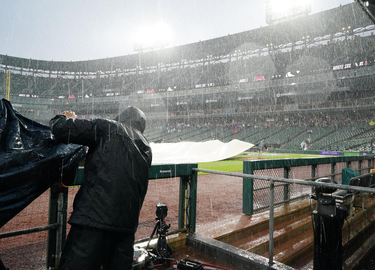 ホワイトソックス対エンゼルス　6回表途中、降雨中断となる（撮影・江口和貴）