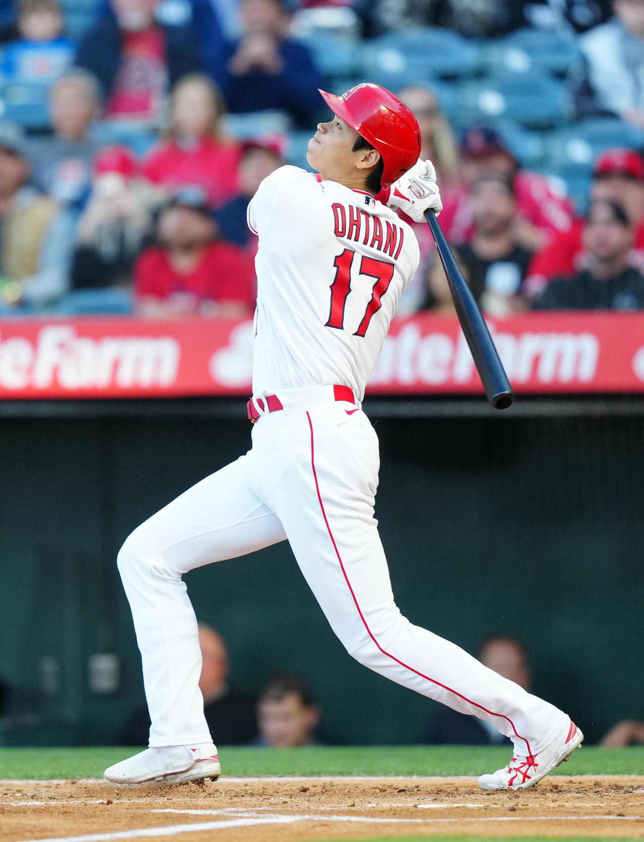 エンゼルス対レイズ　1回裏エンゼルス2死、右飛に倒れる大谷（撮影・江口和貴）