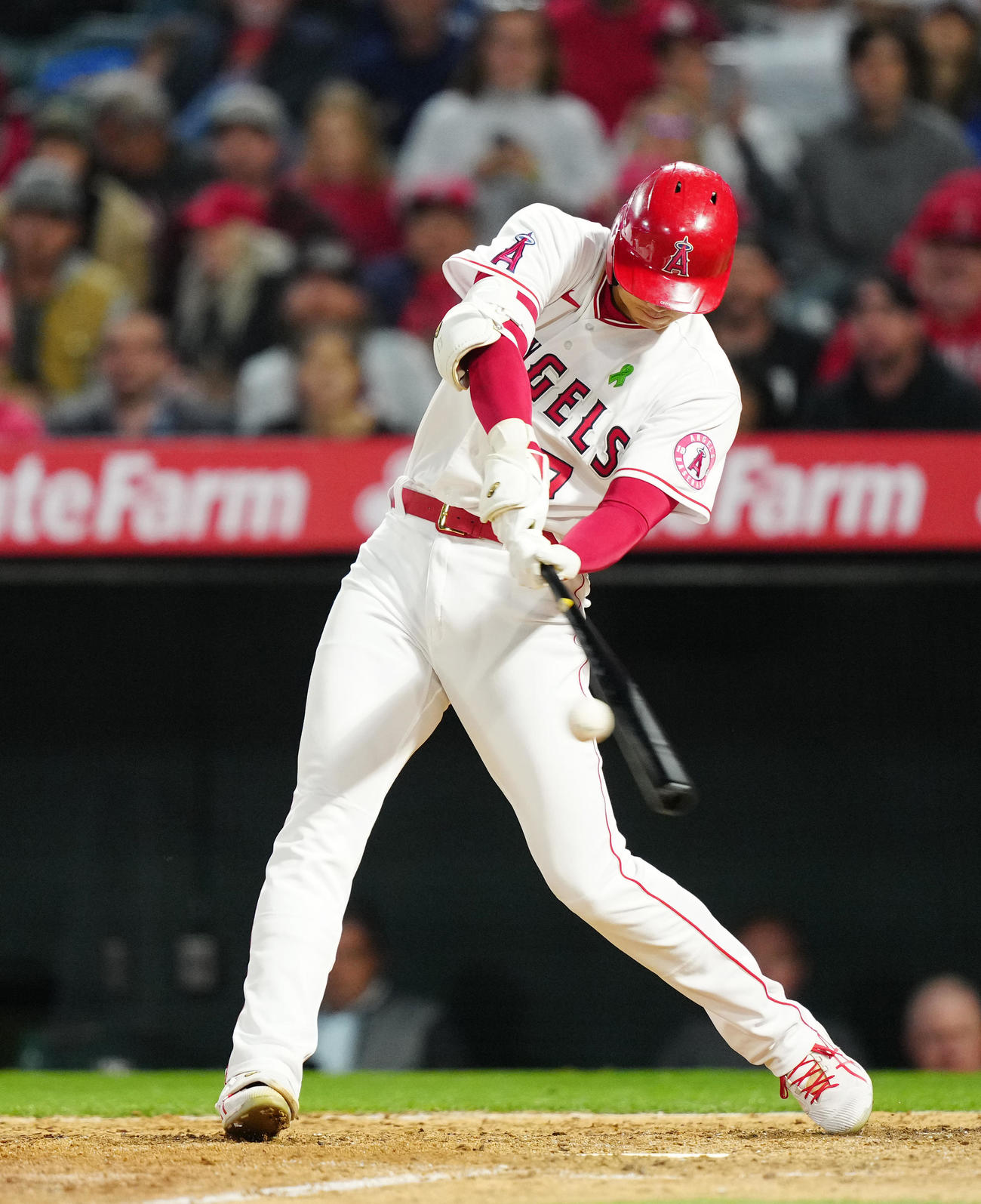 エンゼルス対レイズ　6回裏エンゼルス無死、ソロ本塁打を放つ大谷（撮影・江口和貴）