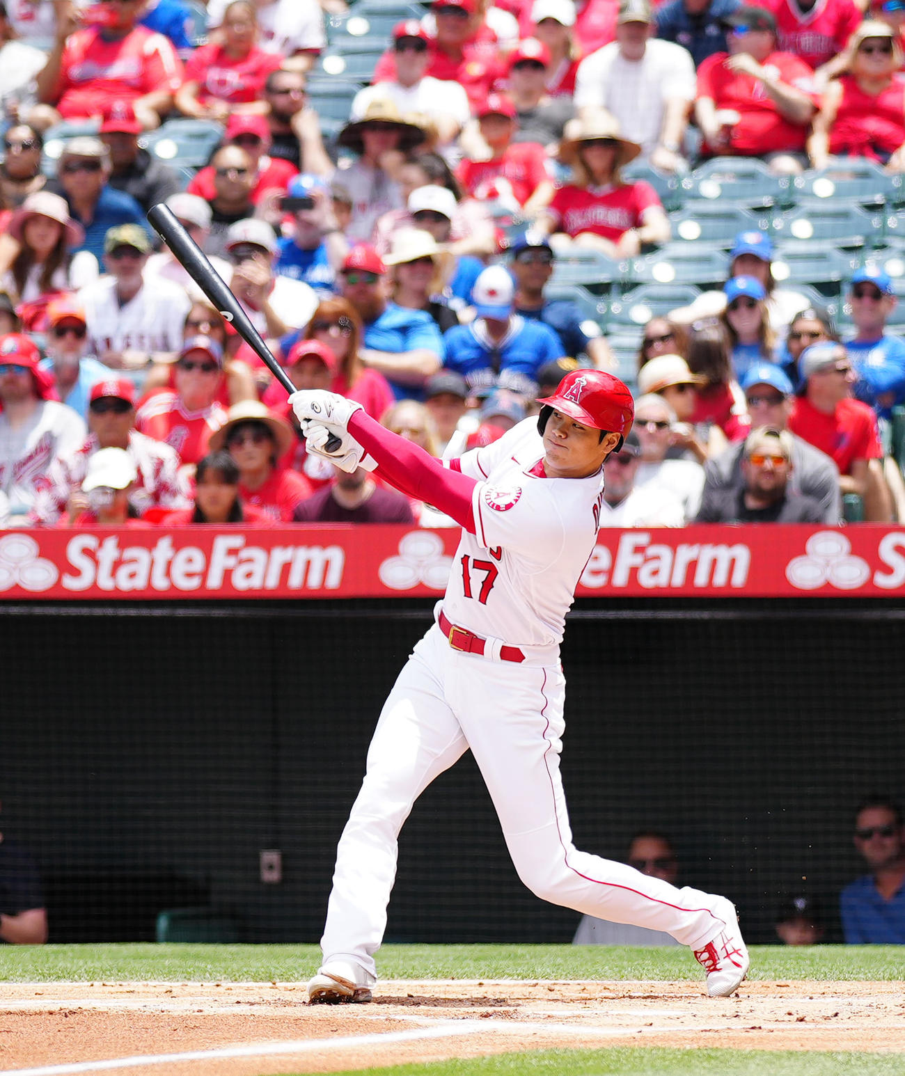 本塁打を放つ大谷翔平（2022年5月29日撮影）