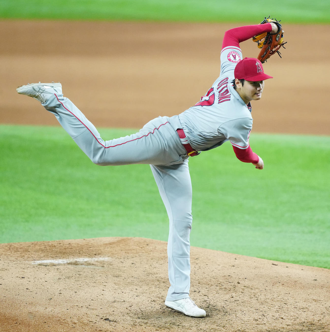 レンジャーズ対エンゼルス　エンゼルス先発の大谷（撮影・江口和貴）