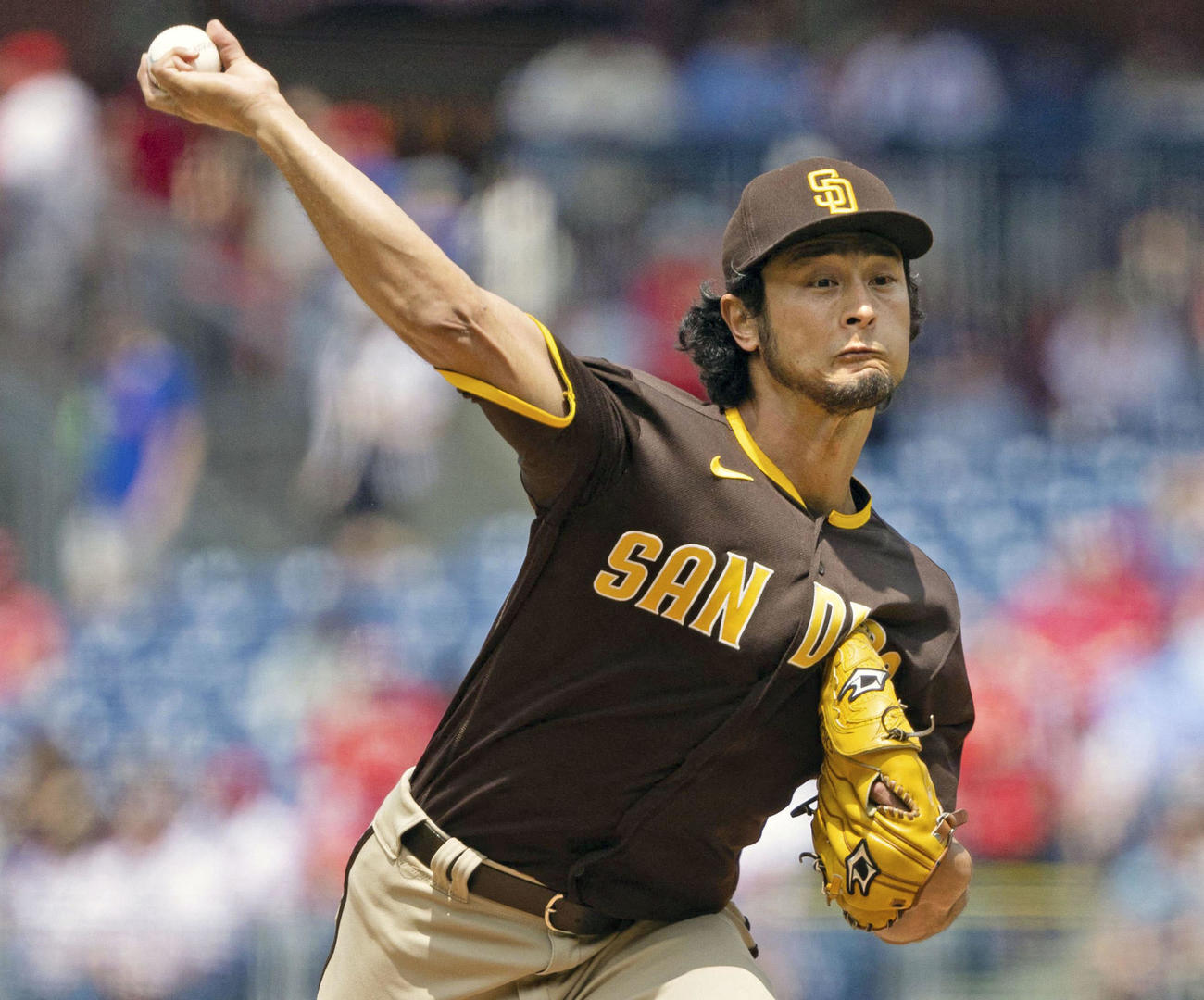 フィリーズ戦に先発し、7回を6安打無失点で4勝目を挙げたパドレスのダルビッシュ＝フィラデルフィア（USAトゥデー・ロイター＝共同）