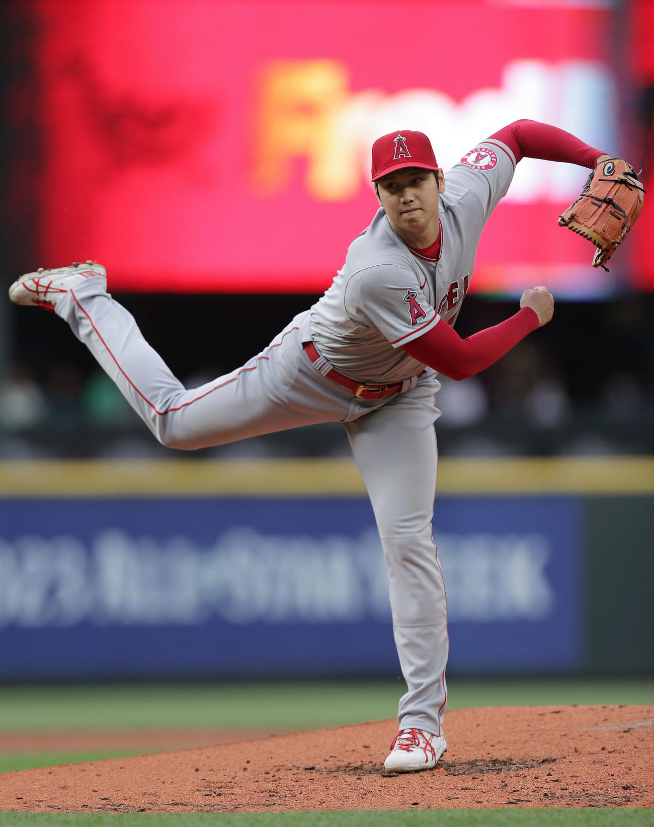 マリナーズ対エンゼルス　力投するエンゼルス先発の大谷（撮影・前田充）