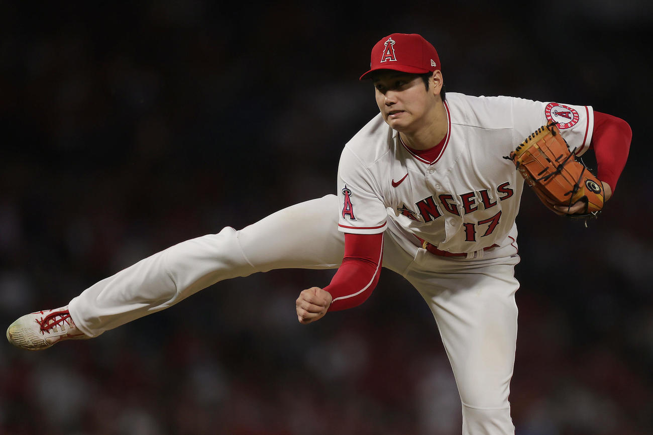 エンゼルス対ロイヤルズ　力投するエンゼルス大谷（撮影・前田充）