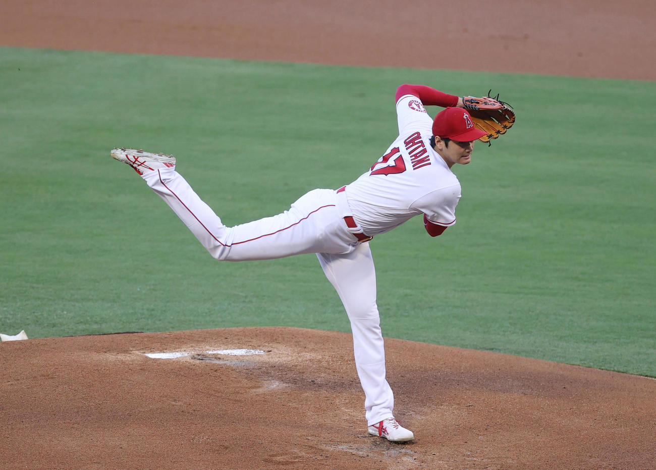 エンゼルス対アストロズ　エンゼルス先発の大谷（撮影・狩俣裕三）