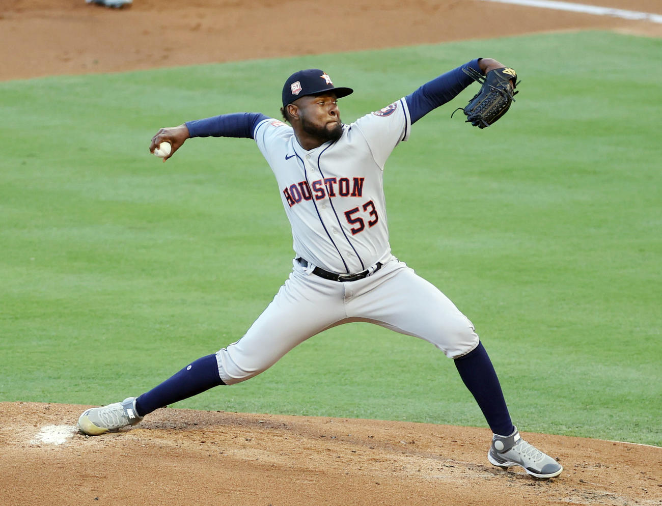 エンゼルス対アストロズ　アストロズ先発ハビエル（撮影・狩俣裕三）