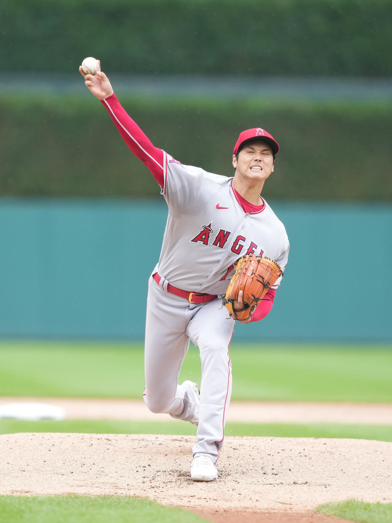 タイガース戦に先発し、力投するエンゼルス大谷（撮影・菅敏）