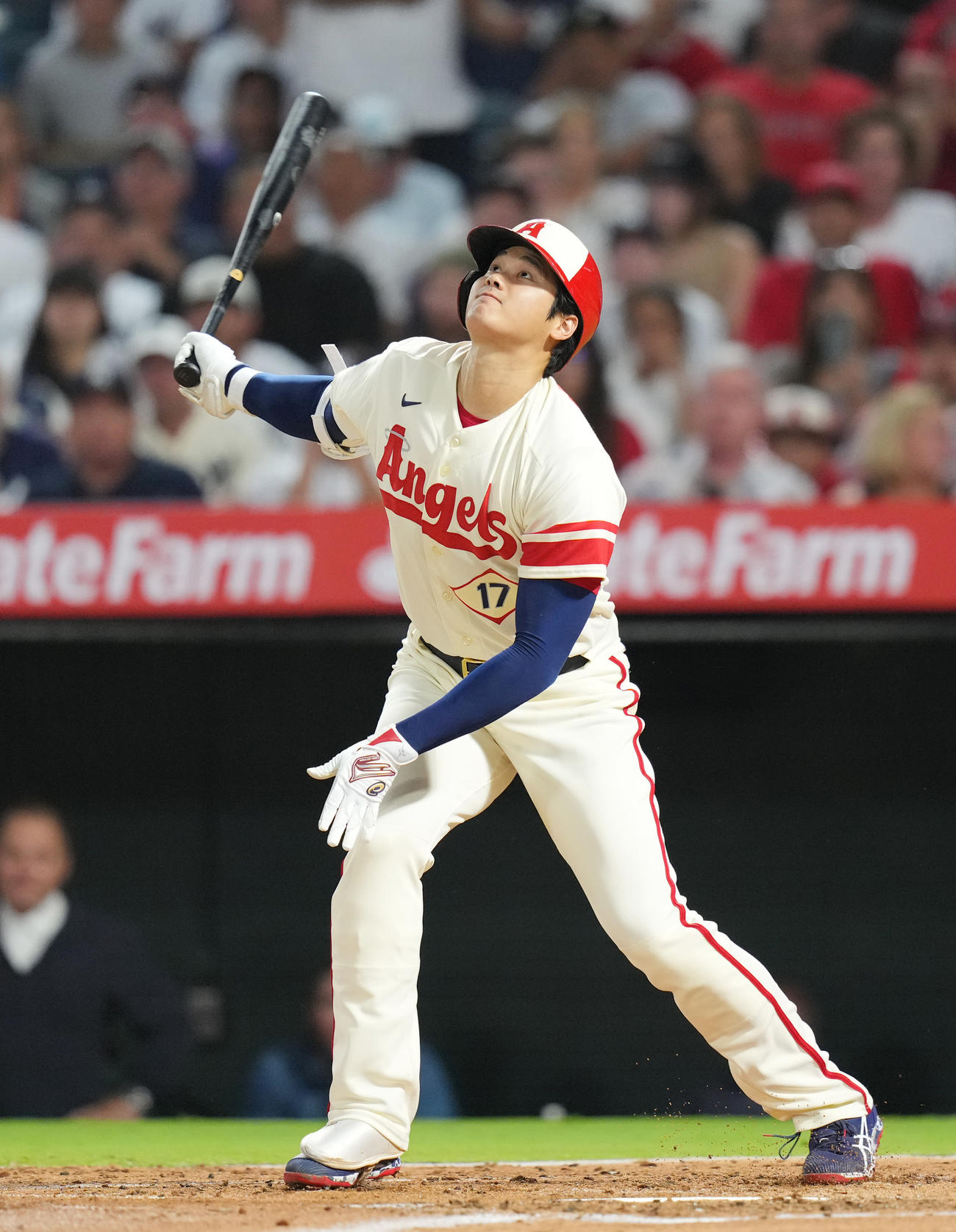 エンゼルス対ヤンキース　4回裏エンゼルス1死、三飛に倒れる大谷（撮影・菅敏）