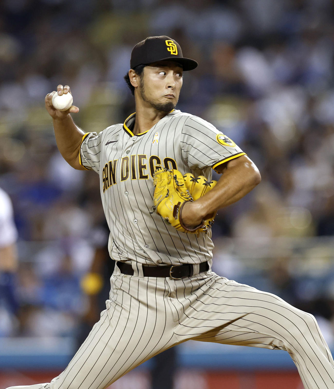 ドジャース戦に先発したパドレスのダルビッシュ＝ロサンゼルス（共同）