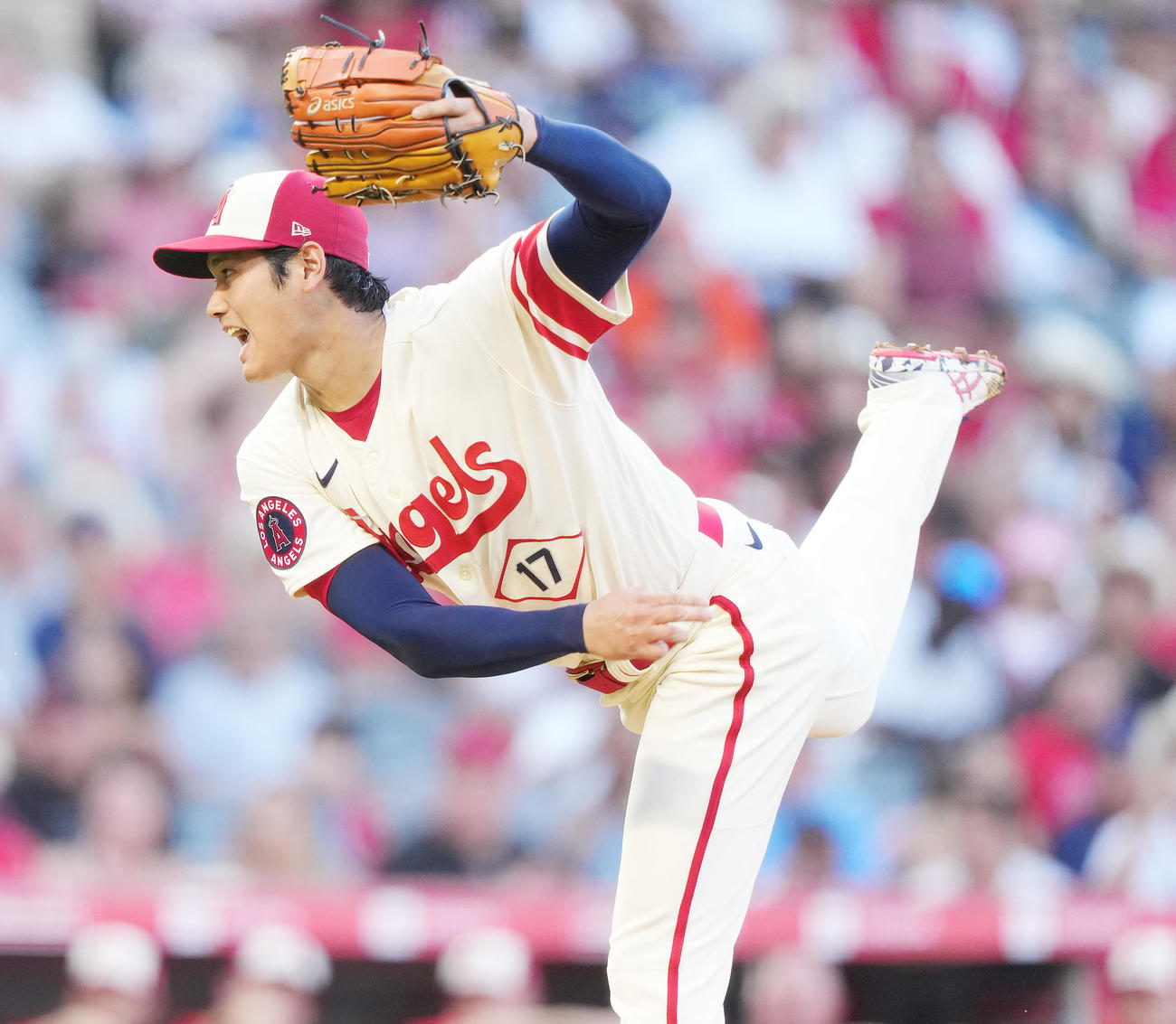 エンゼルス対アストロズ　エンゼルス先発の大谷（撮影・菅敏）