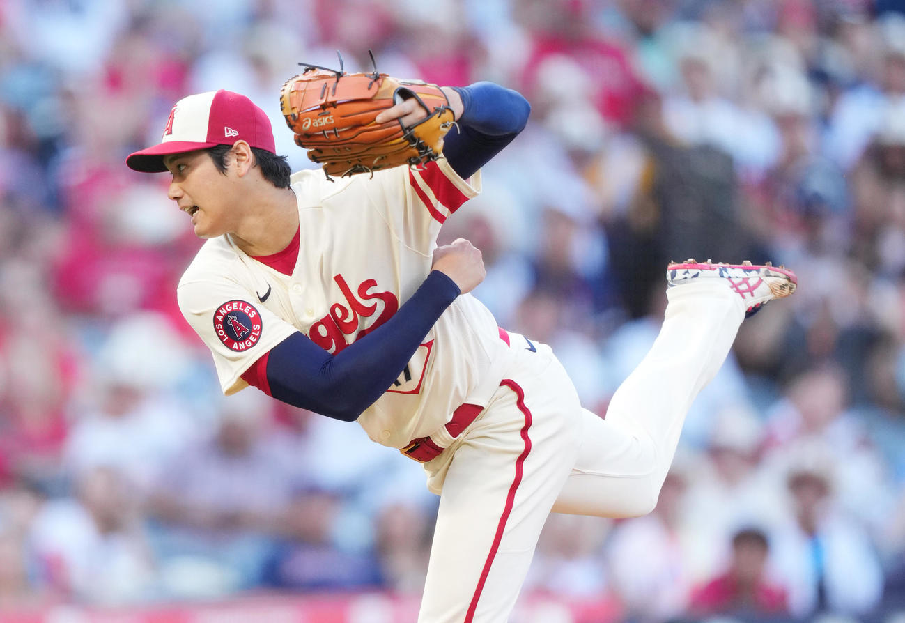 エンゼルス対アストロズ　エンゼルス先発の大谷（撮影・菅敏）