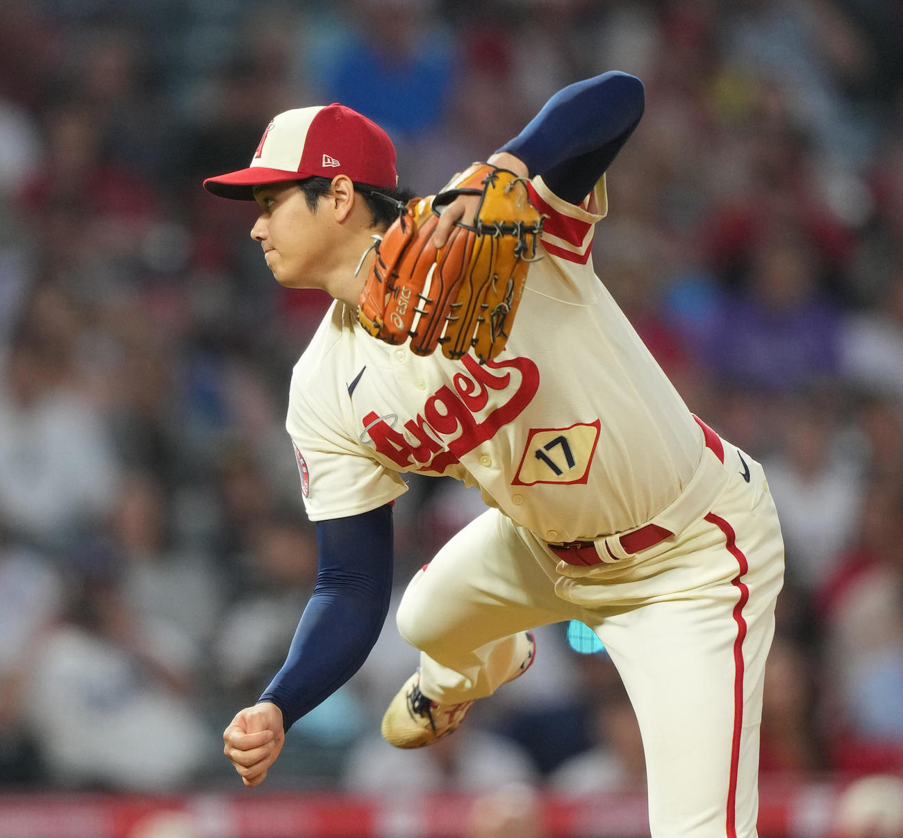 エンゼルス対アスレチックス　先発し力投するエンゼルス大谷（撮影・菅敏）