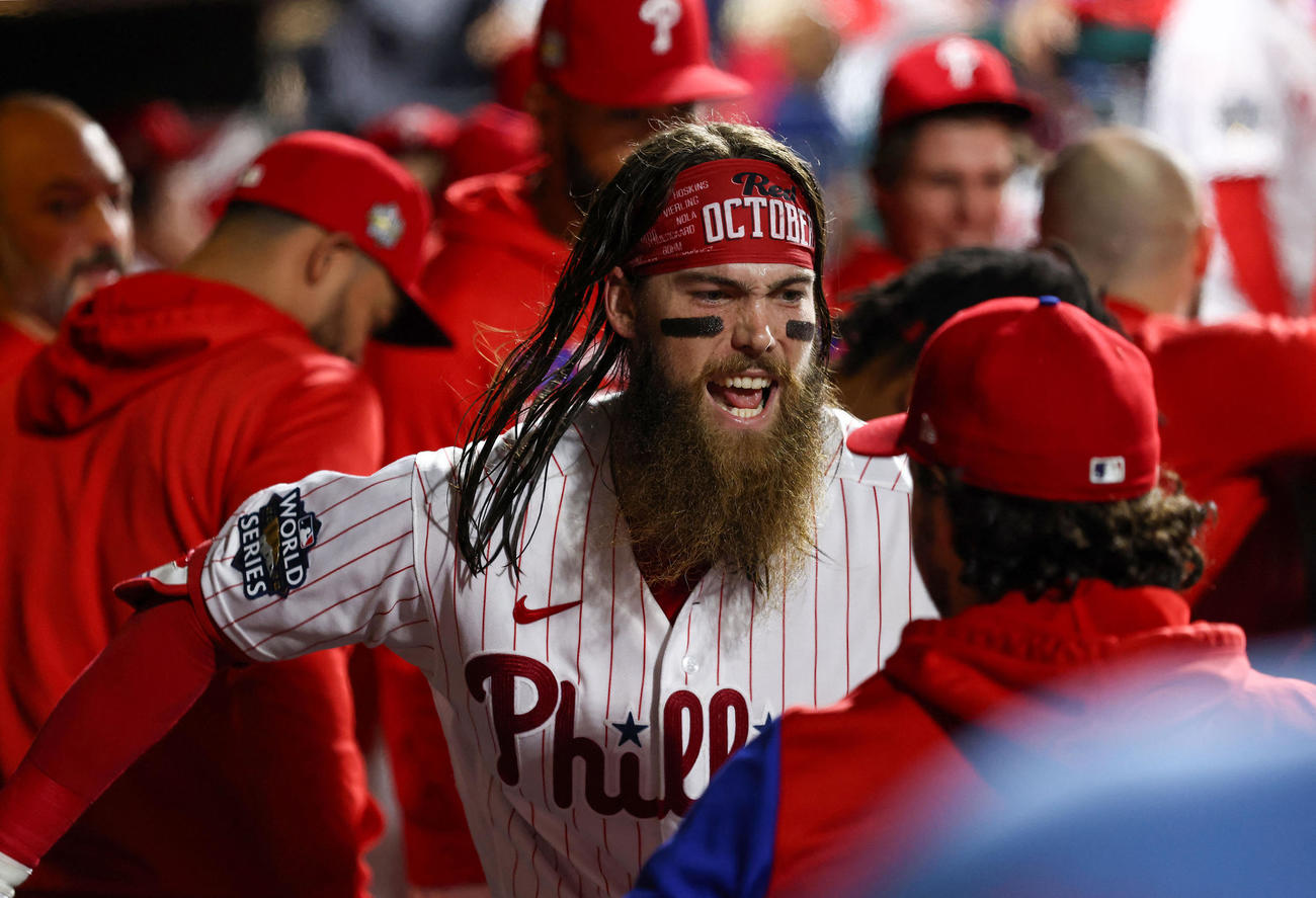 アストロズ戦、本塁打を放ったフィリーズ・マーシュ（USA TODAY Sports＝ロイター）