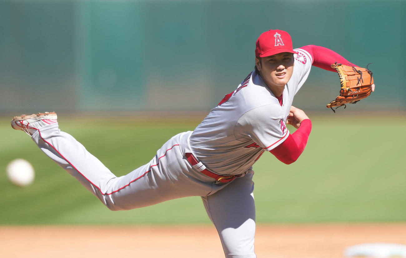 先発し力投するエンゼルス大谷翔平（2022年10月5日撮影）