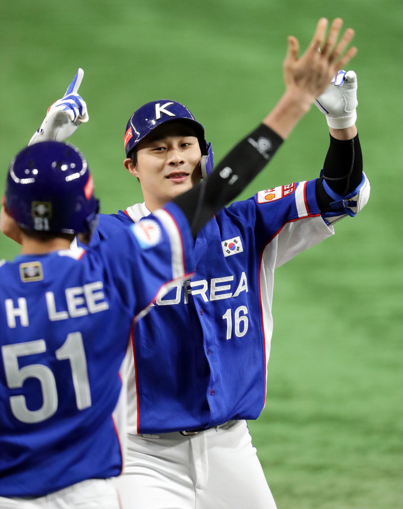 19年11月17日、WBSC世界野球プレミア12決勝戦　日本対韓国　先制2点本塁打を放った金河成